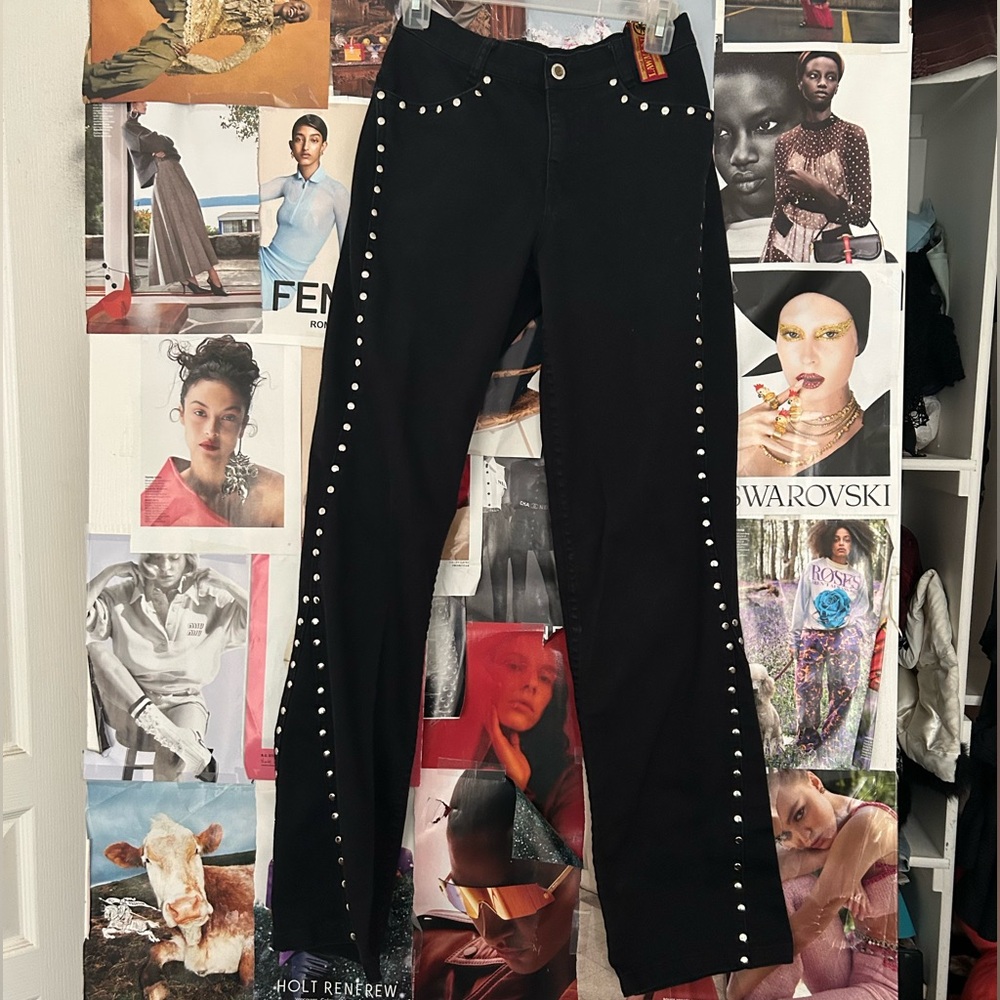 Lawman Black Boot Cut Jeans with Studded Detail
